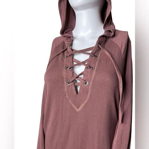 White Crow Lace Up Casual Hoodie Purplish Brown Size XS - Picture 2 of 4